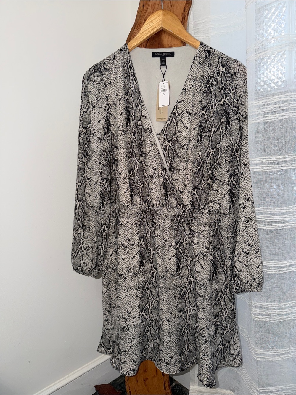 Banana Republic Monochrome Snake-Print Wrap-Style Dress